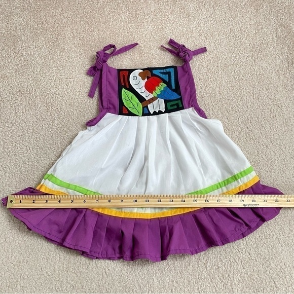 Mola Dress Parrot Design Handmade by Kuna from Panama Toddler Girl 24-36 Months - Picture 9 of 11